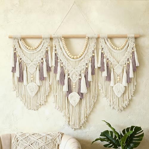 Tempospark Macrame Wall Hanging, 43"x32" Boho Wall Tapestry, Large Wall Art for Bedroom, Living Room, Dining Room, Nursery, Gallery, Office (Leaf&Bead) by Tempospark