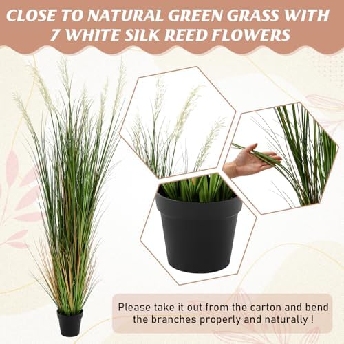 Jexine 2 Pcs 7 ft Tall Artificial Grass Plant Potted Artificial Greenery Floor Plants Faux Pampas Grass Tall in Pot for Housewarming Gift House Garden Bathroom Lobby Outdoor Decoration - Image 3