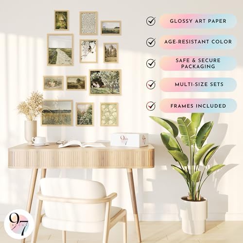97 Decor Vintage Framed Wall Art, 12 Pcs Landscape Prints, Beige Frame - Image 5