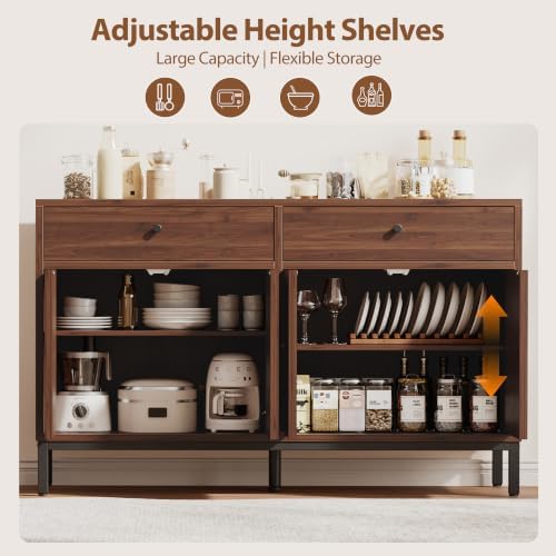 Mericonia Sideboard Buffet Cabinet Storage, Modern Wood Console Fluted Credenza - Image 7