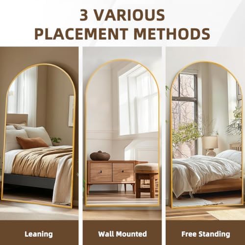 LFT HUIMEI2Y 76"x34" Arch Full Length Mirror, Gold Floor Mirror - Image 6