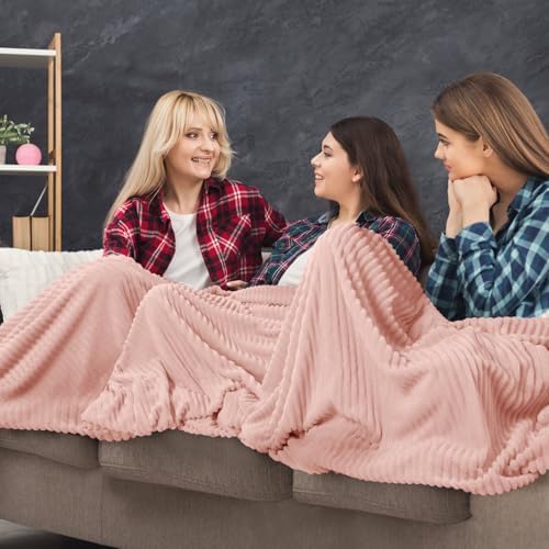 Buryeah 12 Pcs Flannel Blankets Bulk,Fall Outdoor Wedding, Pastel Pink - Image 5