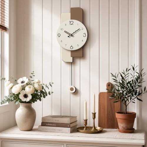 Modern Minimalist Pendulum Wall Clocks For Living Room Decor,9*24in,White - Image 5