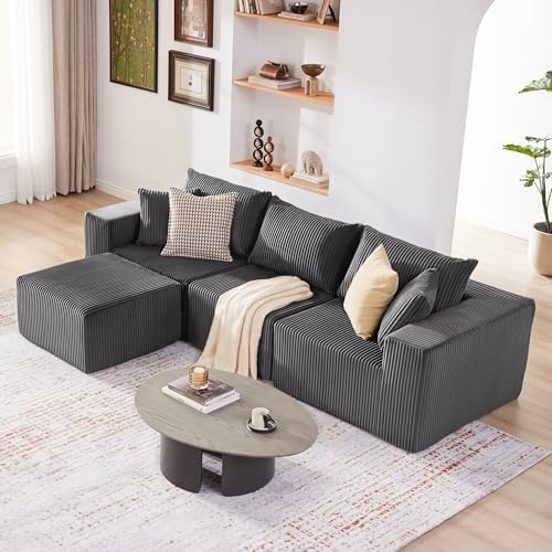 Weture 107.4" Modular Bnoeless Couch, Convertible Sectional Couch, Beige - Image 6