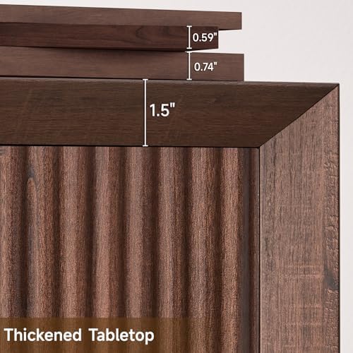 ONBRILL Modern Fluted Sideboard Buffet Cabinet with Storage, Dark Walnut - Image 5