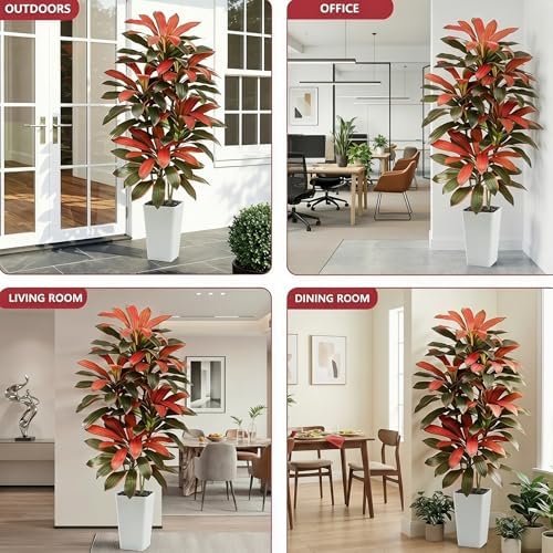 Artificial Red Dracaena Tree 6FT, Tall Fake Plants Indoor - Image 5