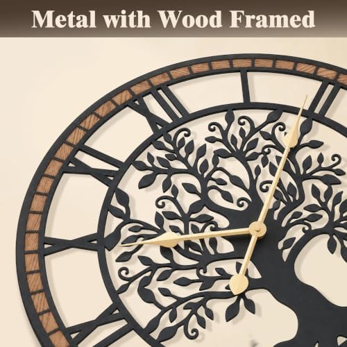 Micasso Large Wall Clock Decorative: 18 Inch Tree of Life Battery Operated - Image 4