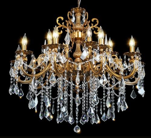 Modern Crystal Chandelier Antique Gold Chandelier Luxury 36.4" by Akeelighting