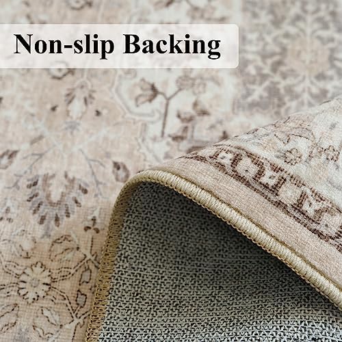 4x10 Hallway Wide Runner Rug: Washable Oriental Soft Area Rug for Living Room Bedroom Stain Resistant Low Pile Carpet for Entryway Ktichen Thin Non Slip Floor Mat for Bathroom Dining Room(Beige,4x10) - Image 6