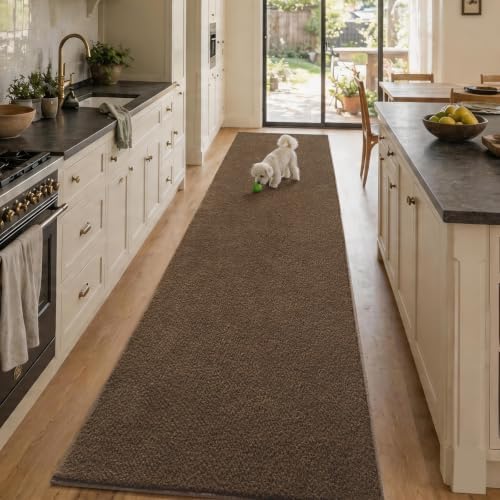 2x10 Beige Brown Solid Runner Rug Washable Non-Slip for Kitchen Hallway by Unknown