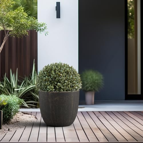 Kante Accent Round Bowl Vintage BRN Concrete Planter 14" Dia, Outdoor - Image 3