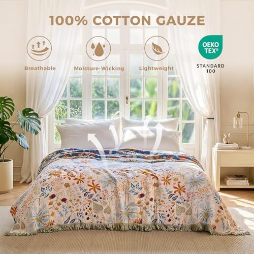LUTBM Boho Throw Blanket for Couch 50"x60", Cotton Decorative Bed Throws - Image 3