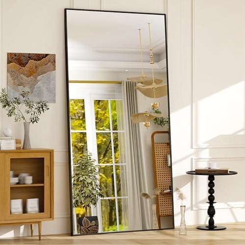 GLSLAND 76"x34" Full Length Mirror Large Rectangle Full Body Mirror, Black by GLSLAND