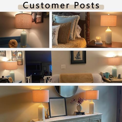 24.25" Modern Ceramic Blue Table Lamps Set of 2 for Living Room Bedroom - Image 5