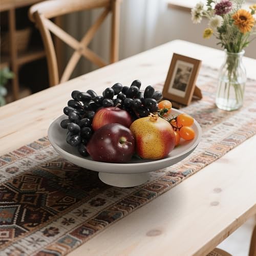 YMXYJM Modern Pedestal Decorative Bowl, Large Resin Fruit Bowl, Grey - Image 4