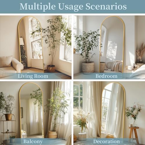 64"x21" Arched Full Length Mirror with Stand,Full Body Floor Mirror - Image 7