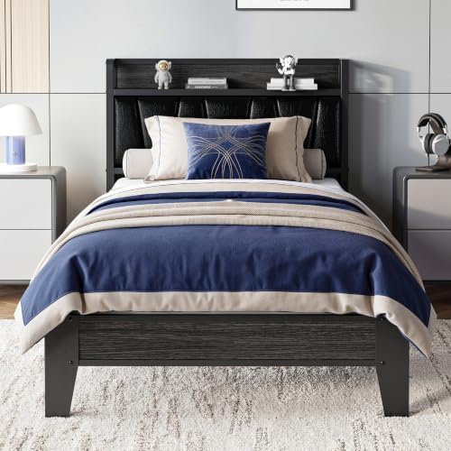LIKIMIO Twin XL Bed Frame with Storage Headboard and Charging Station by LIKIMIO
