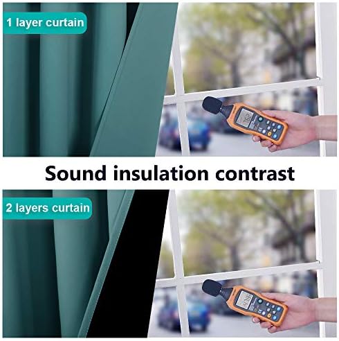 NICETOWN 100% Blackout Short Curtains with Black Liners, 2 Panels, 37" W by 40" L, Sea Teal, Solid Thermal Insulated Full Blackout 2-Layer Lined Drapes, Energy Efficiency Window Draperies for Bedroom - Image 4
