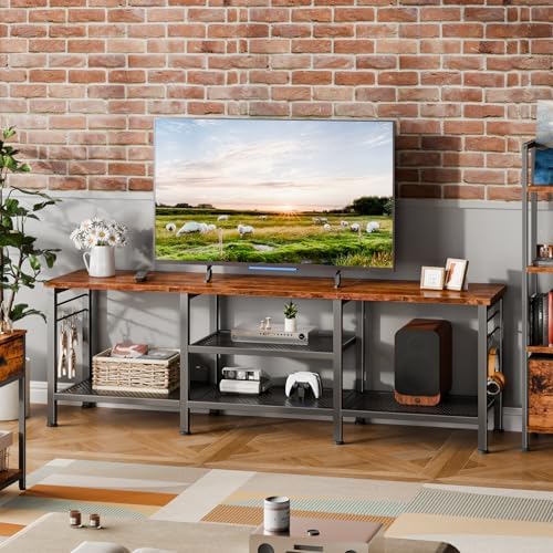 Furologee 55 Inch TV Stand, Entertainment Center with Shelves, Rustic Brown - Image 6