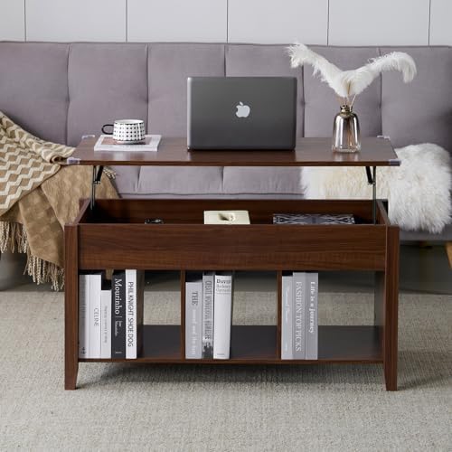 VINGLI Farmhouse Lift Top Coffee Table,38" Living Room Table,Rustic Brown - Image 6