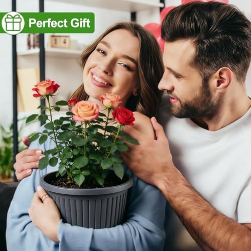 14-inch-Large-Planters-for-Outdoor-Plant，Plastic Indoor Flower Pots with Drainage Holes & Saucer，4 Packs Decorative Garden Pots for Plantfor Home Porch Decor - Image 7