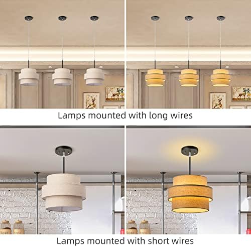 3-tier Drum Lamp Shade for Pendant Lighting Floor Lamps Replacement Shade, The Fibric Lampshade is made of Natural Linen by hand (Brown) - Image 5