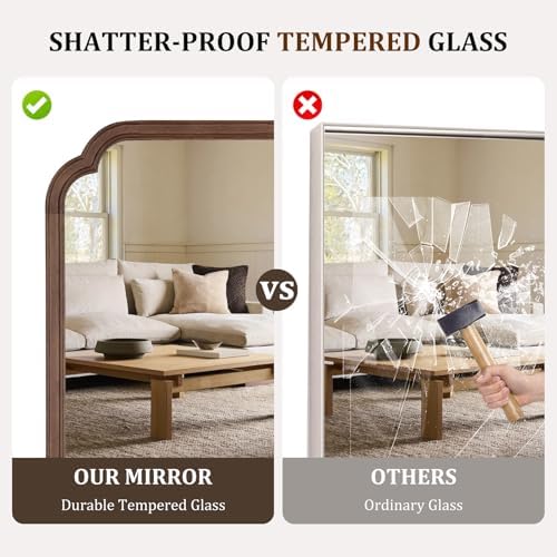 WallBeyond Wood Bathroom Mirrors for Wall Mounted, 20" x 30" Rustic Wood Frame Wall Mirrors Decorative for Living Room or Bedroom Vanity Mirror (Walnut) - Image 6