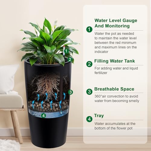 Garvee Tall Planters for Outdoor Plants, 30 in Outdoor Planters Set of 2 - Image 4