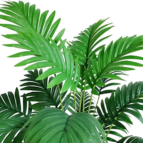 SAJANDAS Set of 2 Artificial Areca Palm Plants in Pots, 31 Inch Fake Tropical Palm Trees with Greenery Leaves and Stems, Faux Dypsis Lutescens Floor Plants for Store, Office, Home Decoration - Image 6