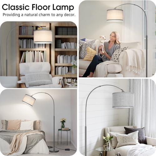 Arc Floor Lamp with Dimmer,Dimmable Floor Lamp with Gray Adjustable Shade - Image 6