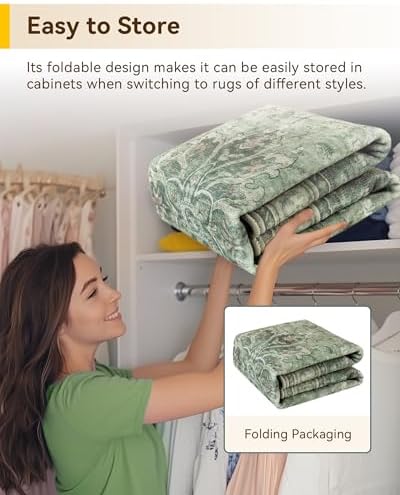 RELEANY Washable Area Rug, 4'x5', Green/Dark Green/Gray - Image 6