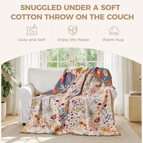 LUTBM Boho Throw Blanket for Couch 50"x60", Cotton Decorative Bed Throws - Image 5