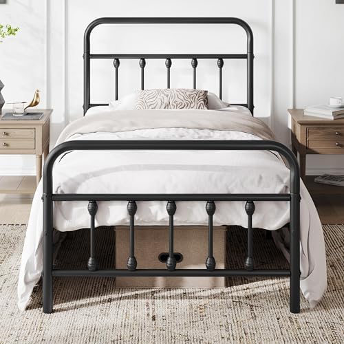 Yaheetech Twin XL Metal Platform Bed Frame, Victorian Headboard & Footboard by Yaheetech