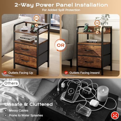 Huuger Nightstands Set of 2, Night Stand, Charging Station, USB-C Ports - Image 6