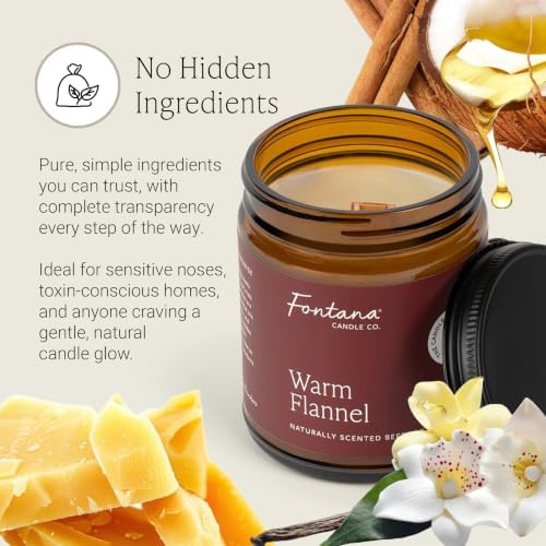 Fontana Candle Co Wood Wick Beeswax Candle, Warm Flannel - Image 6