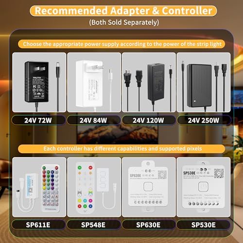 PAUTIX Dotless LED Lights,RGB Smart IC COB LED Strip Lights Addressable 16.4ft,UL-Listed 24V Chasing Effects Color Changing Flexible Tape Light for Party Kitchen Bedroom(Without Controller&Adapter) - Image 6
