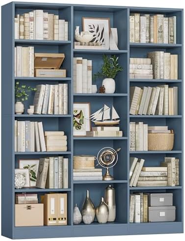 FACBOTALL Triple Wide Bookshelf, Large Bookshelf with 17 Display Shelves by FACBOTALL