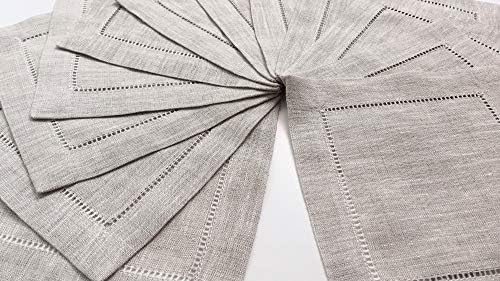 Ladder Hem Stitch Natural Linen Cocktail Napkins- 1 Dozen 6"x6"- Linen Cloth Napkin Coasters-Set of 12 - Image 5