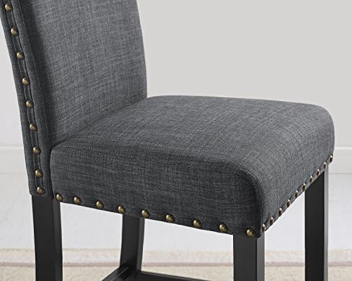 Biony Gray Fabric Counter Height Stools with Nailhead Trim, Set of 2 - Image 4