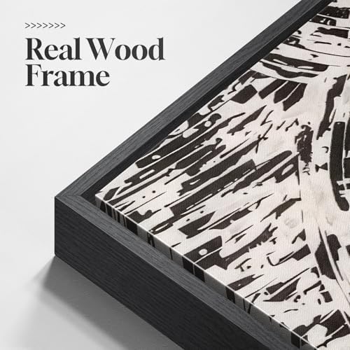 Framed Black and White Abstract Wall Art, 1 Piece Square Modern Canvas Prints Paintings, Minimalist Abstract Brush Pictures for Bedroom Dining Room Living Room Lounge Bathroom Wall Decor 24x24 In - Image 3