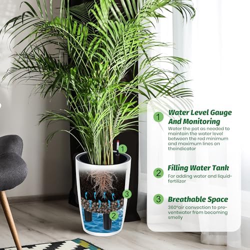 Garvee Tall Planters for Outdoor Plants, 16 in Planters Set of 2, White - Image 3