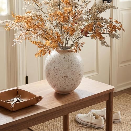 Large Round Ceramic Vase, 9.8“ H, Red White Speckled - Image 2