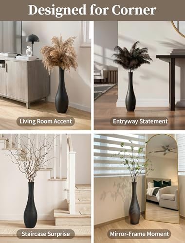 Hanobe Matte Black Floor Vase: 22" Tall Vase for Modern Living Room Corner - Image 6