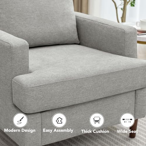 Weture Mid-Century Accent Chair, Light Grey Armchair Living Room Chairs - Image 3