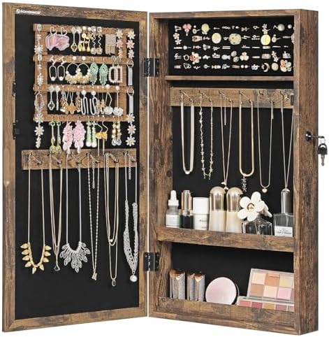SONGMICS Lockable Jewelry Cabinet Armoire with Mirror, Wall-Mounted - Image 3