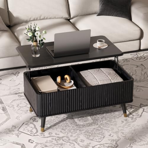 JOINICE 38" Lift Top Coffee Table with Storage for Living Room,Black - Image 6