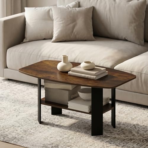 Furinno Simple Design 2-Tier Coffee Table, Amber Oak by Furinno-FitsYourSpaceFitsYourBudget