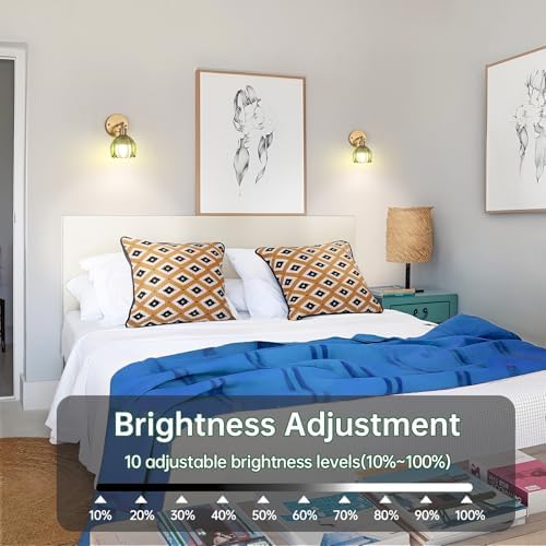 Shenmoyl Vintage Battery Operated Wall Sconce with Green Tulip Glass Lampshade 5000 mAh Rechargeable Battery Powered Wall Light with Remote Control for Bedside Bedroom Doorway, Set of 2 - Image 6