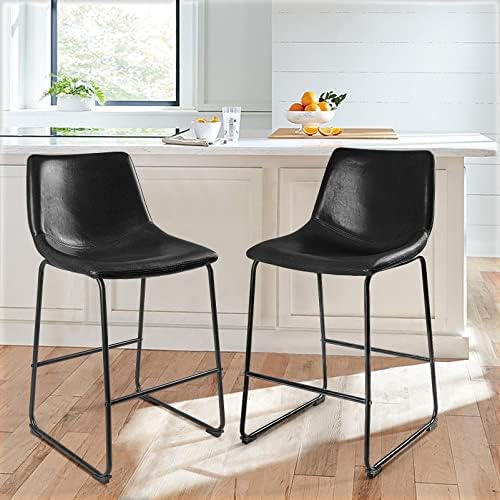 Waleaf 26 Inch Counter Height Bar Stools Set of 2, Faux Leather Bar Chairs by Waleaf
