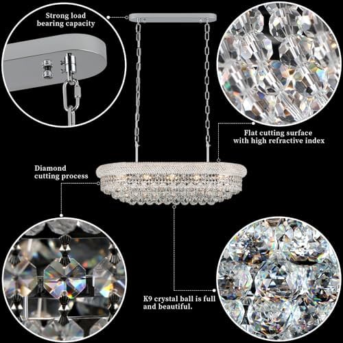 Chrome Crystal Chandeliers for Dining Room，9-Lights L31 Inch - Image 5